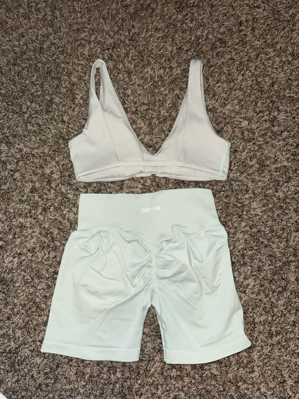 Dfyne Hannah Pearson Shorts and Minimal Bra Set in Aloe - Picture 3 of 6